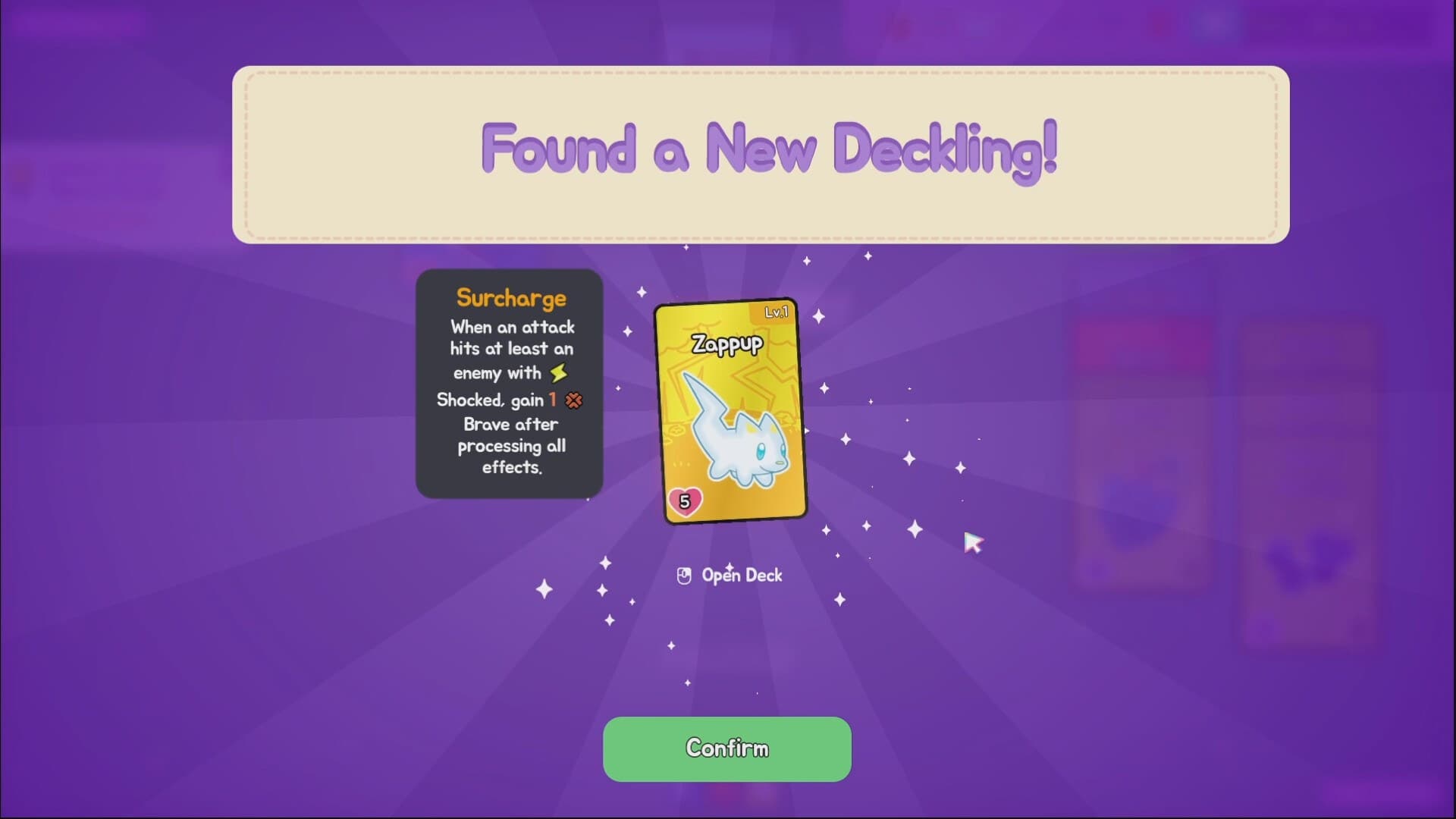 Decklings official screenshot showing a new Deckling being found
