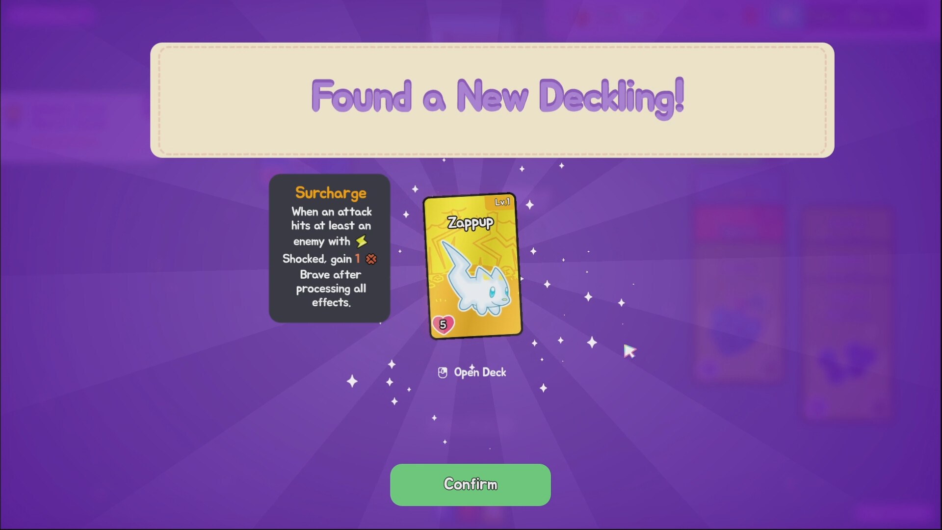 Official screenshot of the Decklings new creature reveal screen