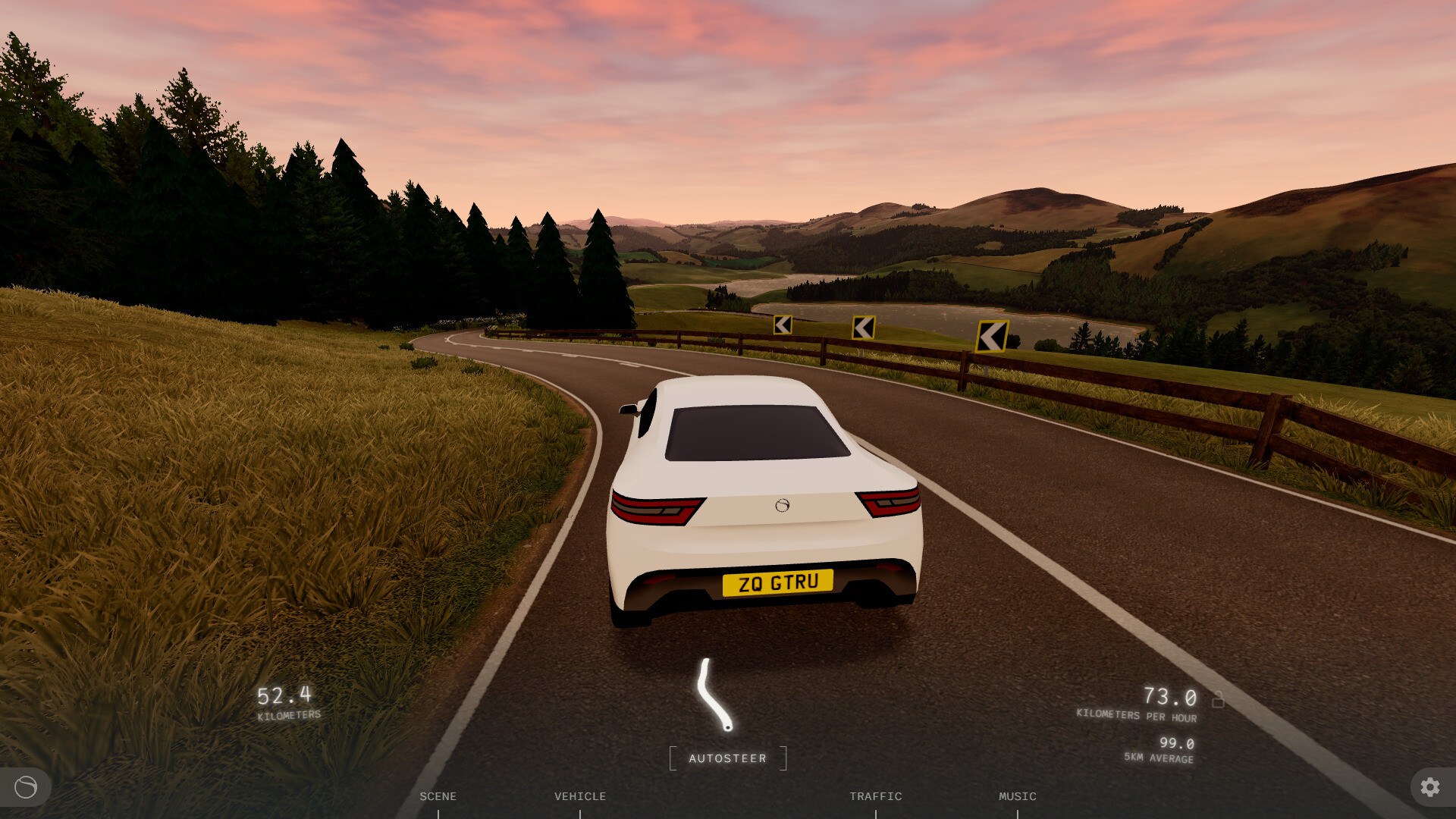 Slow Roads official screenshot: sliding a car through a corner